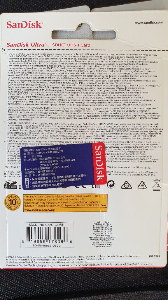 SANDISK ULTRA SDHC SD AND MICRO SD CLASS 10 U1 32GB 90MB/SEC UHS-I SDHC 32G MEMORY CARD with win10
