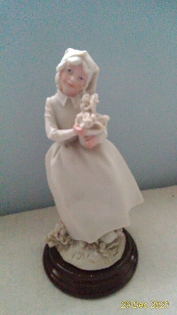 image for CERAMIC 'GIRL CARRYING FLOWERPOT' FIGURINE