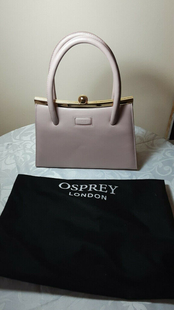 image for Osprey London Pale Blush Pink Handbag Gold Snap Closure 7inchx 9.5