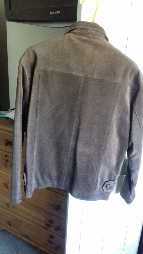 LADIES  REAL SUEDE BROWN LEATHER JACKET  - SIZE SMALL/PETITE