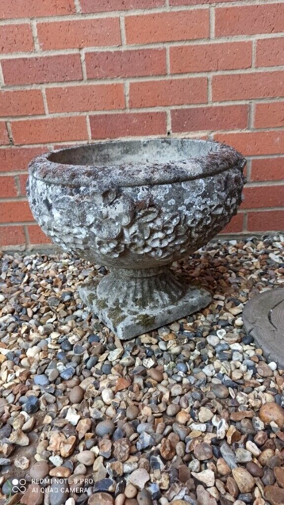 Vintage garden stone urn planter