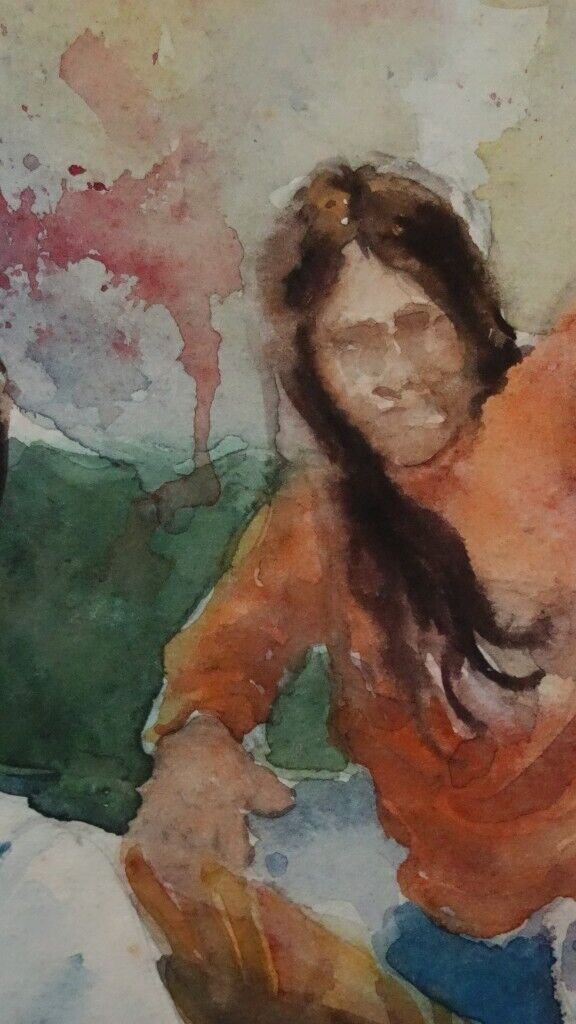 From Peru. Vintage original watercolour painting. Early 1990s. Untitled/Unknown artist. 