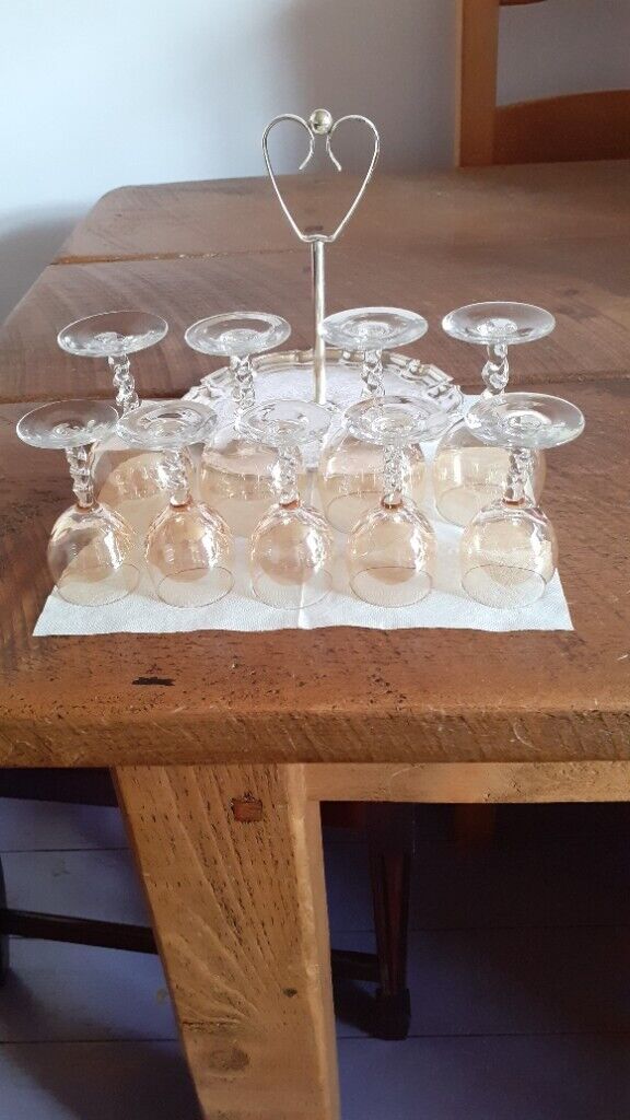 Vintage Tray and 8 Sherry/Port/Liqueur  Glasses