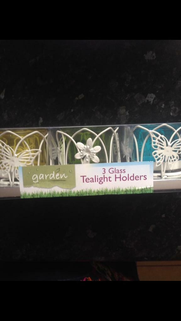 image for 3 glass tealight holders (brand new)