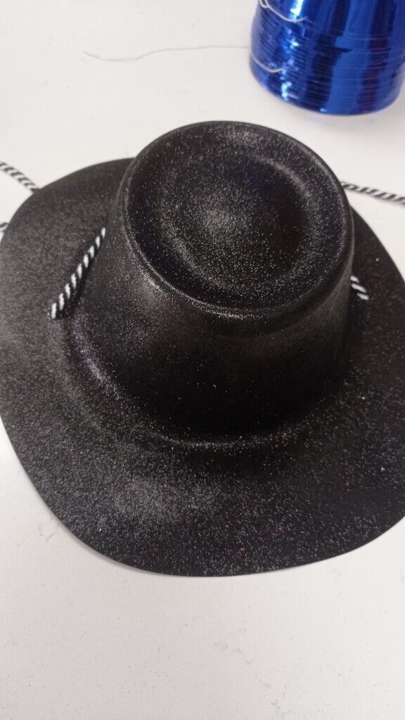 Black Glitter Cowboy Style Party Hats.Set of Two As New