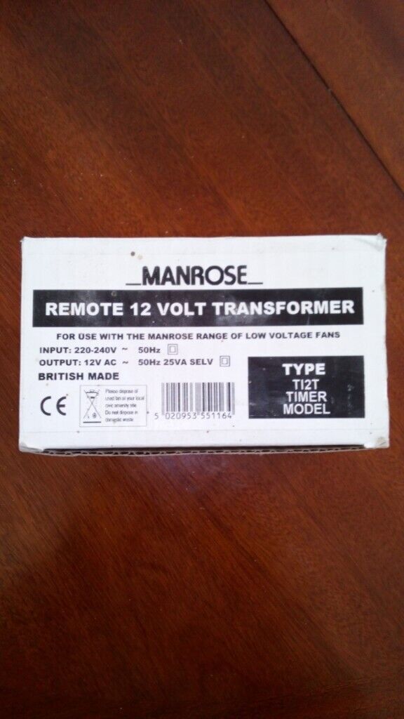 Manrose Remote 12 Transformer for low voltage fans Type T12T Timer Model