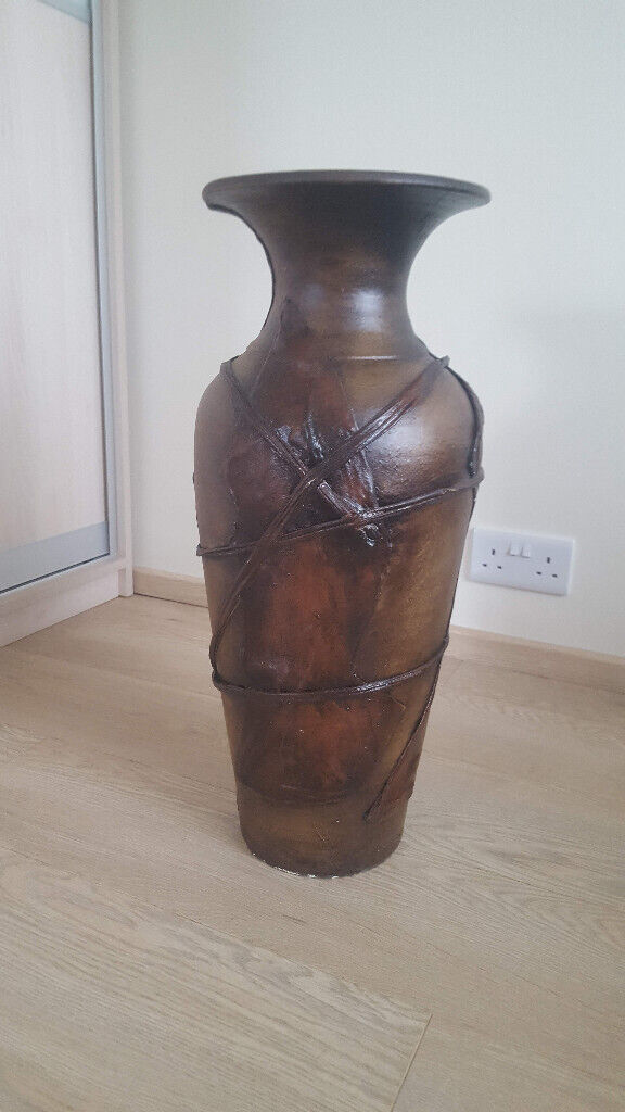 Tall clay brown antique vase 62cm height