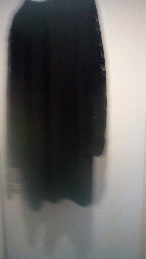image for Black smart lace sleeve dress