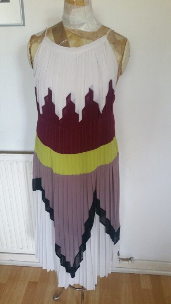 Rare Vintage 00's Designer BCBG MAXAZRIA ' THE MUSE ' Runway Colour Block Dress. Ex Cond. Size : S 