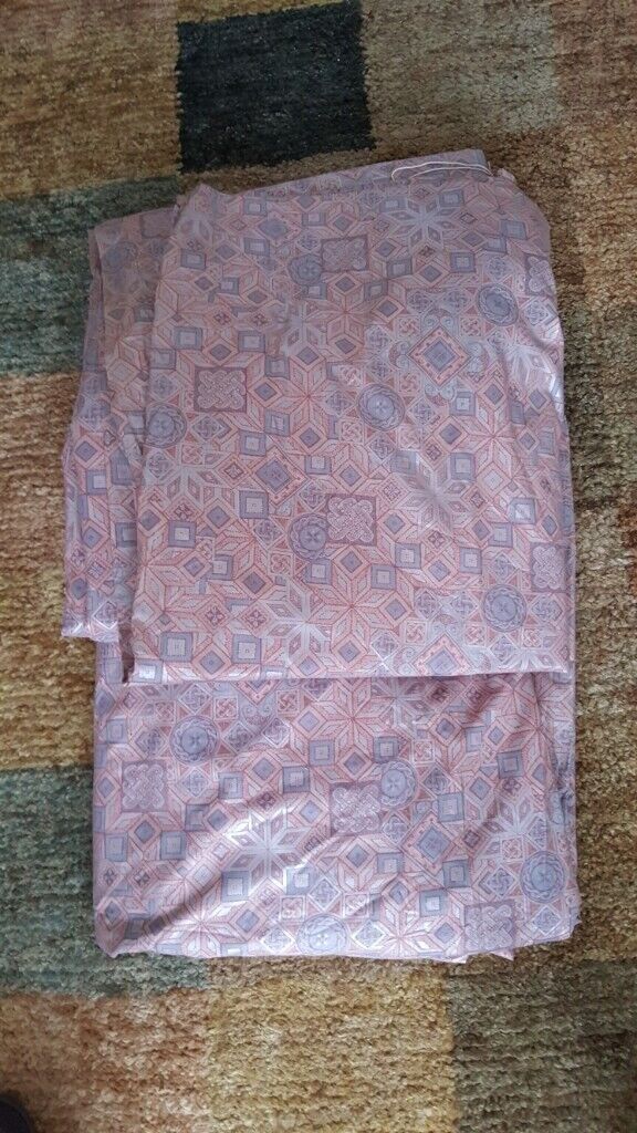 Fully Lined Pleated Curtains Pink/Grey/Silver Mix W 396cm x 235cm drop