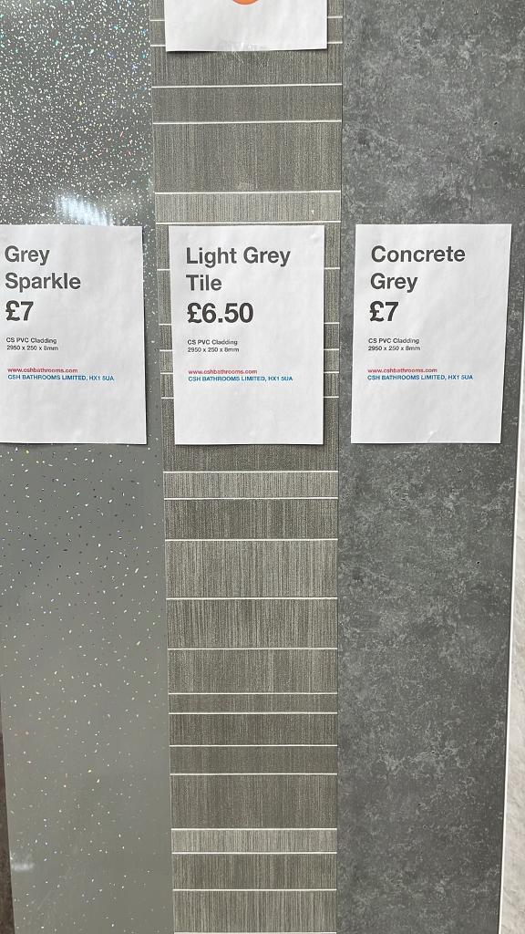 White sparkle CS PVC CLADDING 2950x250x8mm, tongue & groove, wet wall 