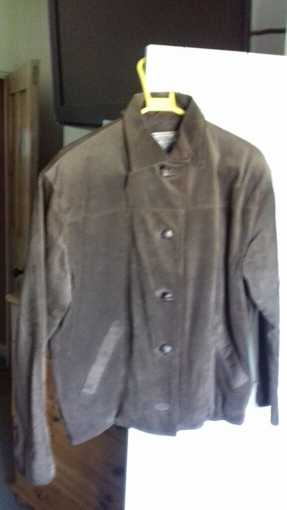 LADIES  REAL SUEDE BROWN LEATHER JACKET  - SIZE SMALL/PETITE