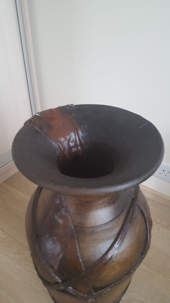 Tall clay brown antique vase 62cm height