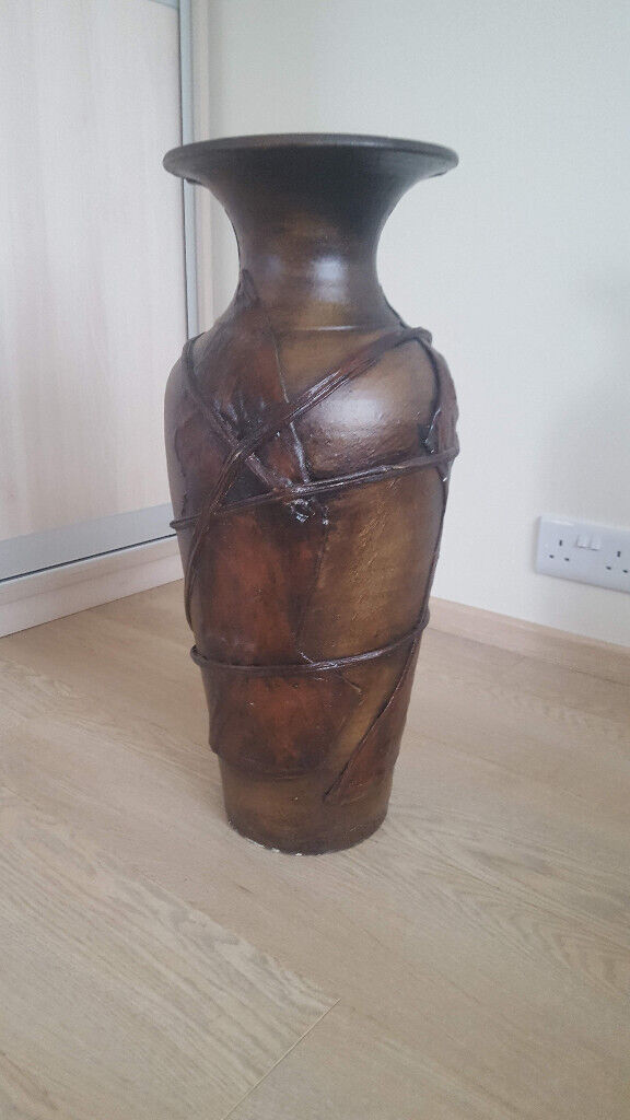 Tall clay brown antique vase 62cm height