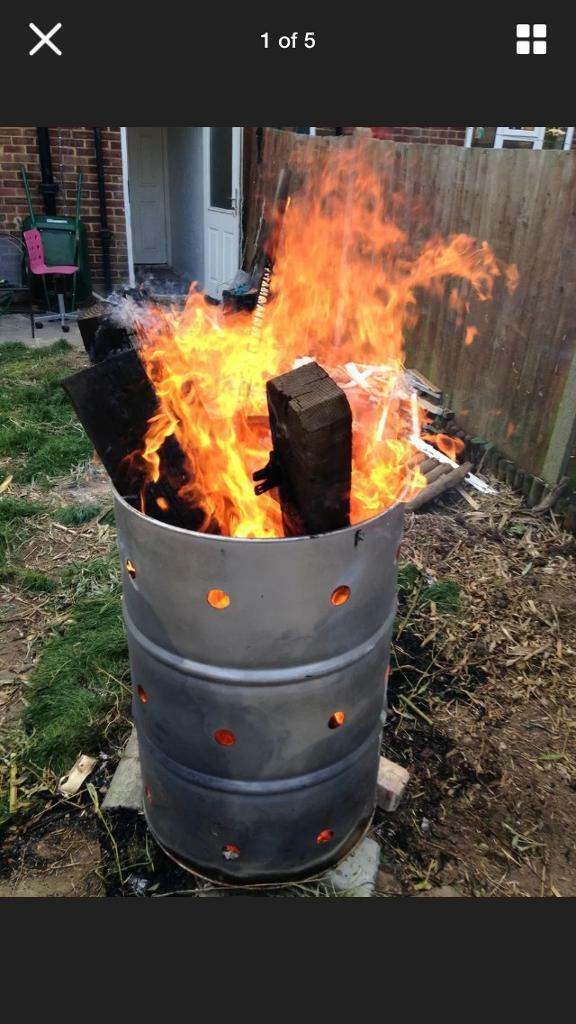 210 Litre Large Garden Outdoor Burner Incinerator Fire Bin For Bonfire Or  Waste