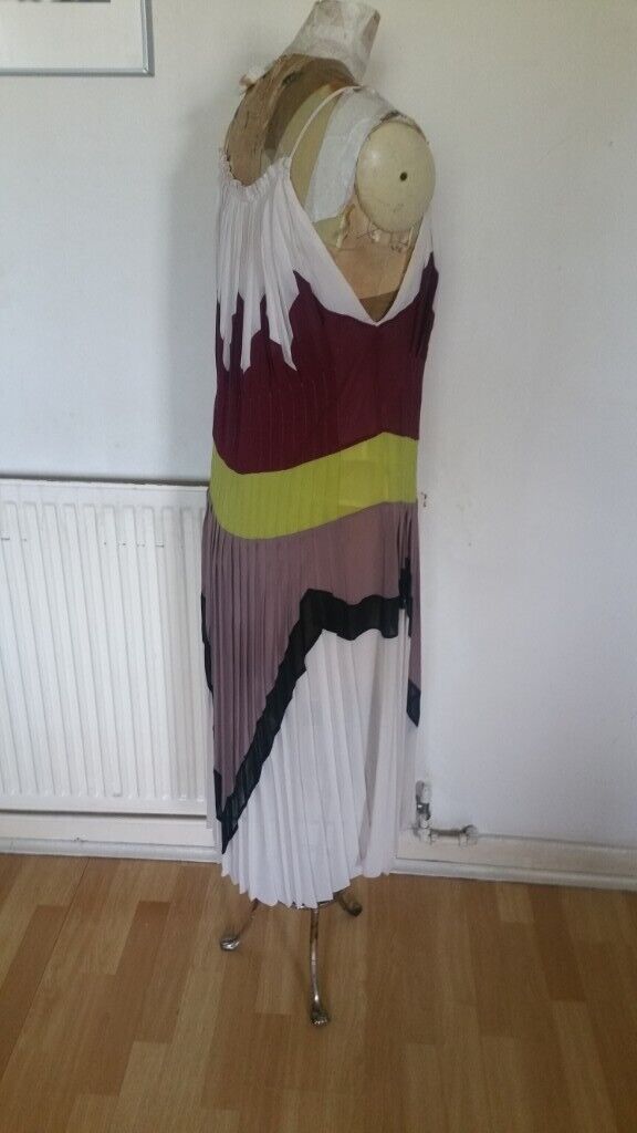 Rare Vintage 00's Designer BCBG MAXAZRIA ' THE MUSE ' Runway Colour Block Dress. Ex Cond. Size : S 