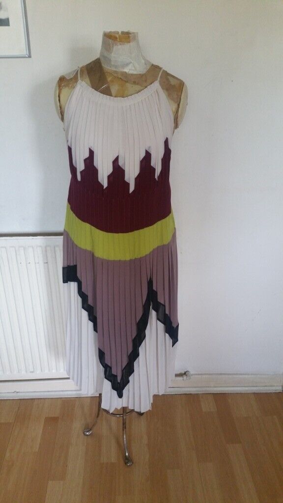 Rare Vintage 00's Designer BCBG MAXAZRIA ' THE MUSE ' Runway Colour Block Dress. Ex Cond. Size : S 
