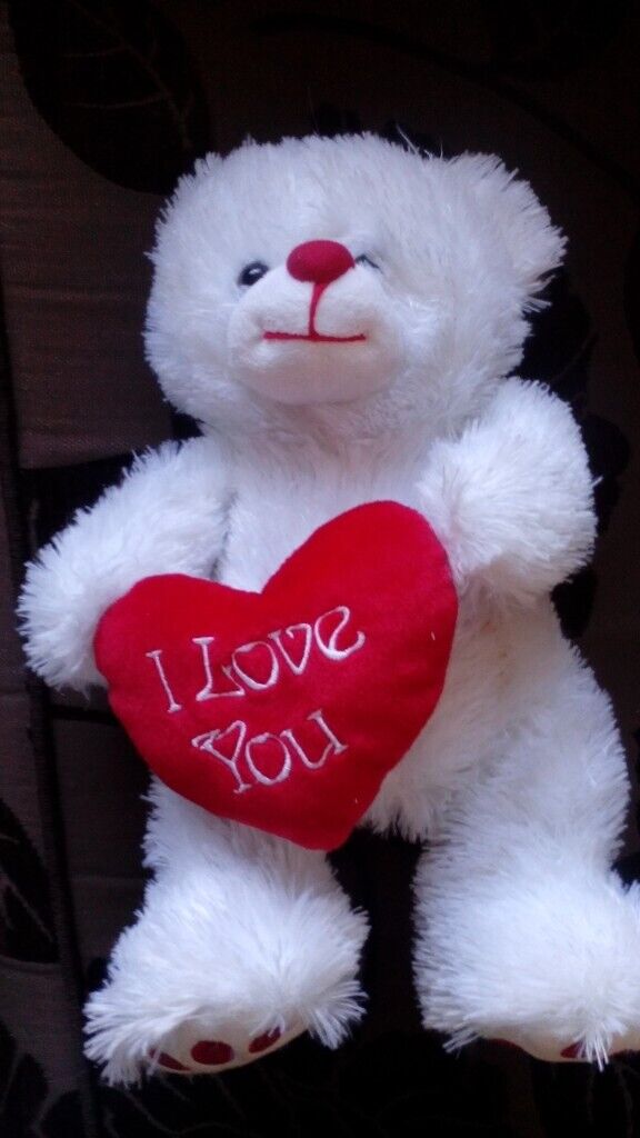 image for Lovely White Fluffy Teddy Bear from PAWS Great cute present