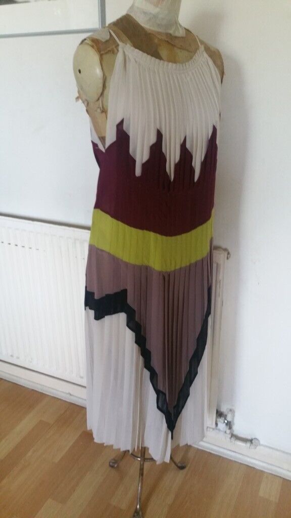 Rare Vintage 00's Designer BCBG MAXAZRIA ' THE MUSE ' Runway Colour Block Dress. Ex Cond. Size : S 