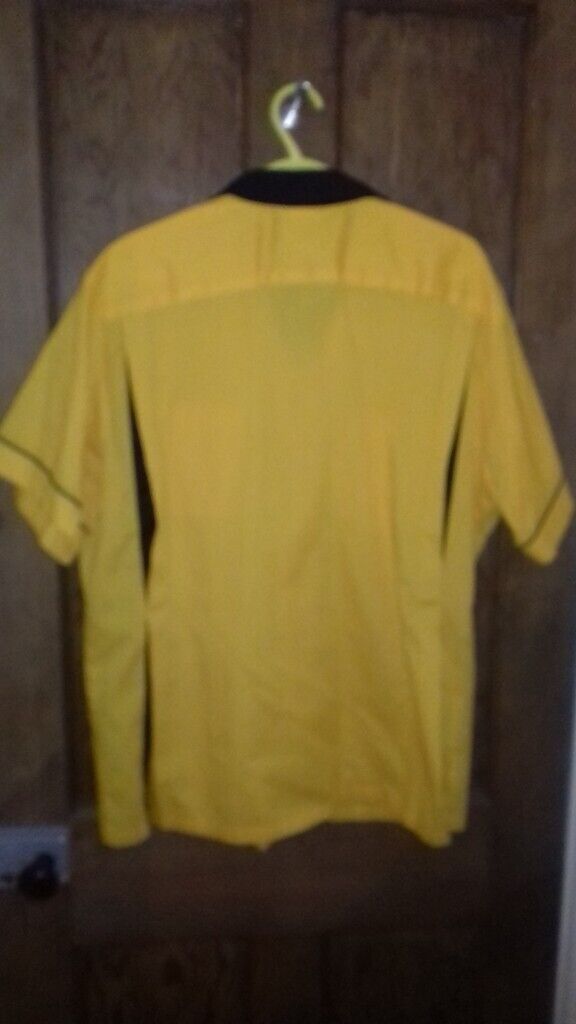 HILTON RETRO MEN'S BOWLING NORTHERN SOUL YELLOW SHIRT SIZE L