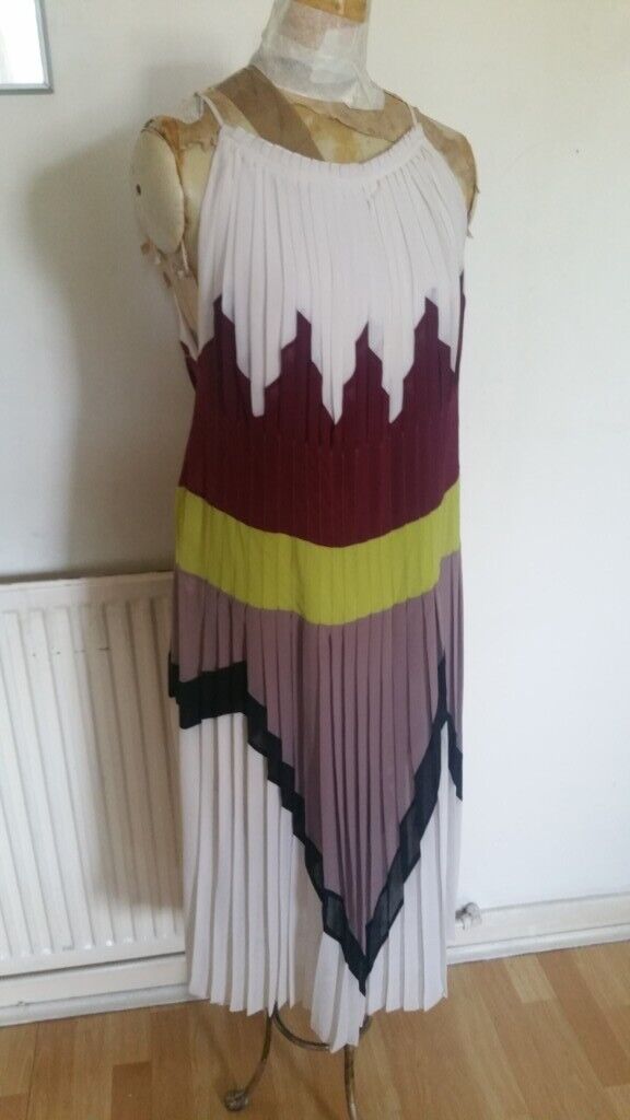 Rare Vintage 00's Designer BCBG MAXAZRIA ' THE MUSE ' Runway Colour Block Dress. Ex Cond. Size : S 
