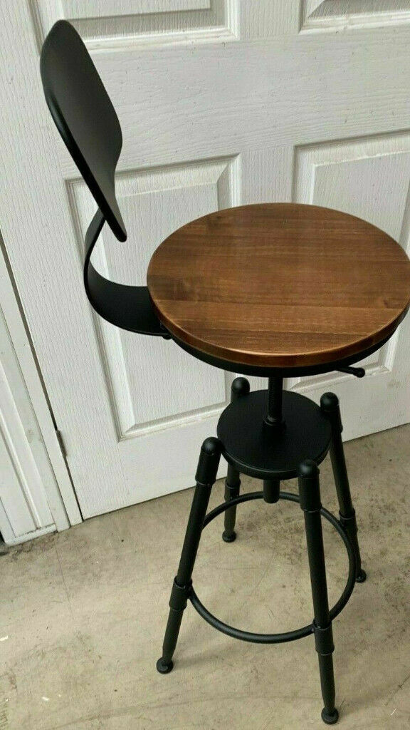 OAK SEATED BEAUTIFUL STYLISH DESIGNER METAL BAR STOOL MODERN STYLE CHAIR STOOL