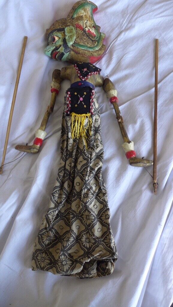 image for Collectible/collectable Folk Art from Indonesian: Vintage Wooden Wayang Golek (Rod /Stick Puppet).