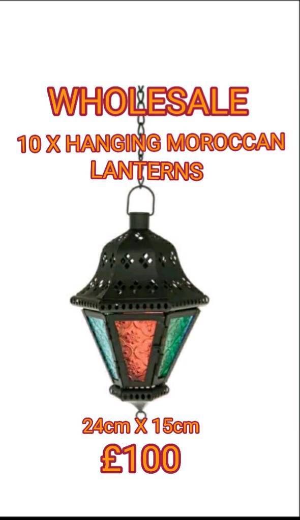 10 x Wholesale Black Ramadan Moroccan Arabian Indian Hanging Metal Lanterns We