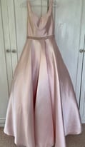 WEDDING or PROM DRESS - pale pink Tiffanys dress, heart neckline, crystal style belt & full skirt