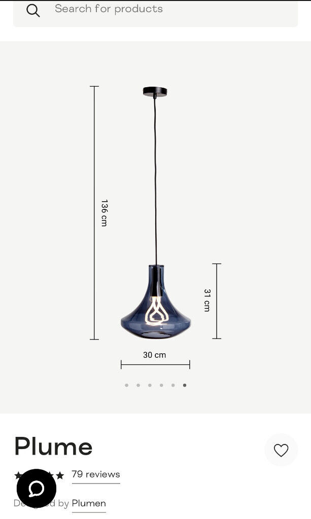 Blue glass pendant lampshade statement piece Made design