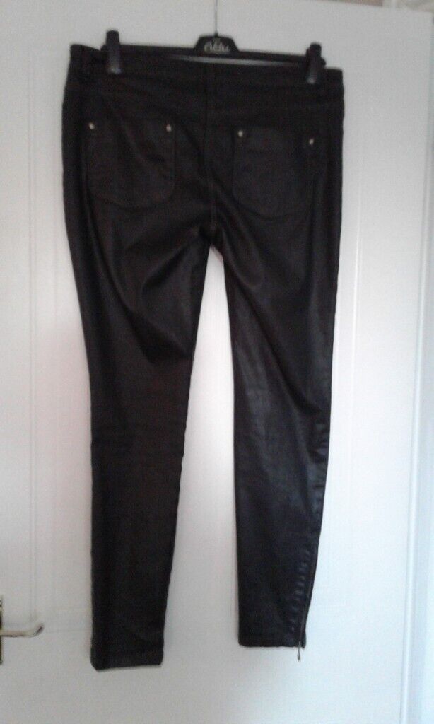 Next Ladies Black PVC Trousers 