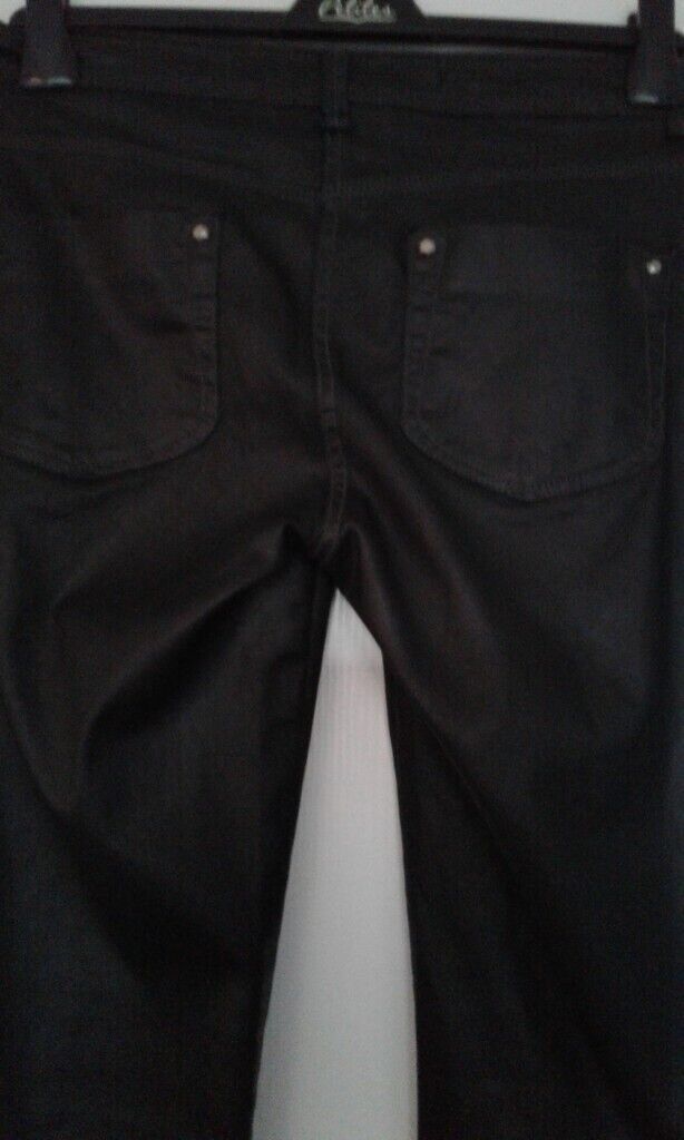 Next Ladies Black PVC Trousers 