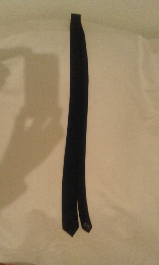 image for NEXT Slim Silk Tie, Black, subtle checks