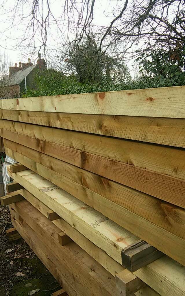 2.4m long Sleepers. 10 inch x 5 inch Treated. Only £35.00 each