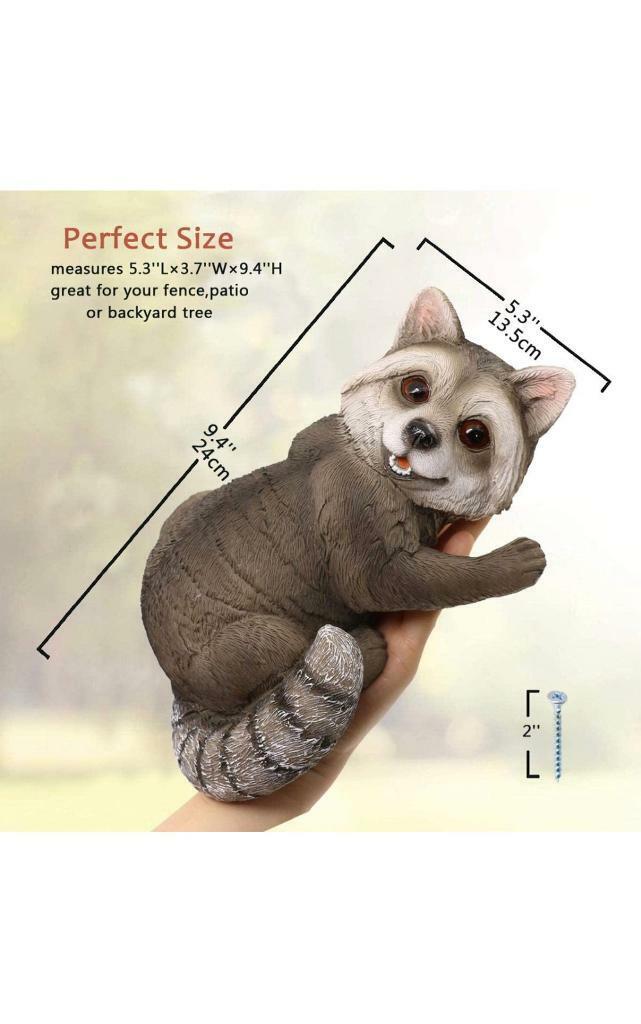 Raccoon Resin Tree Hugger Hanging Peeker Garden Ornament Branch Animal 