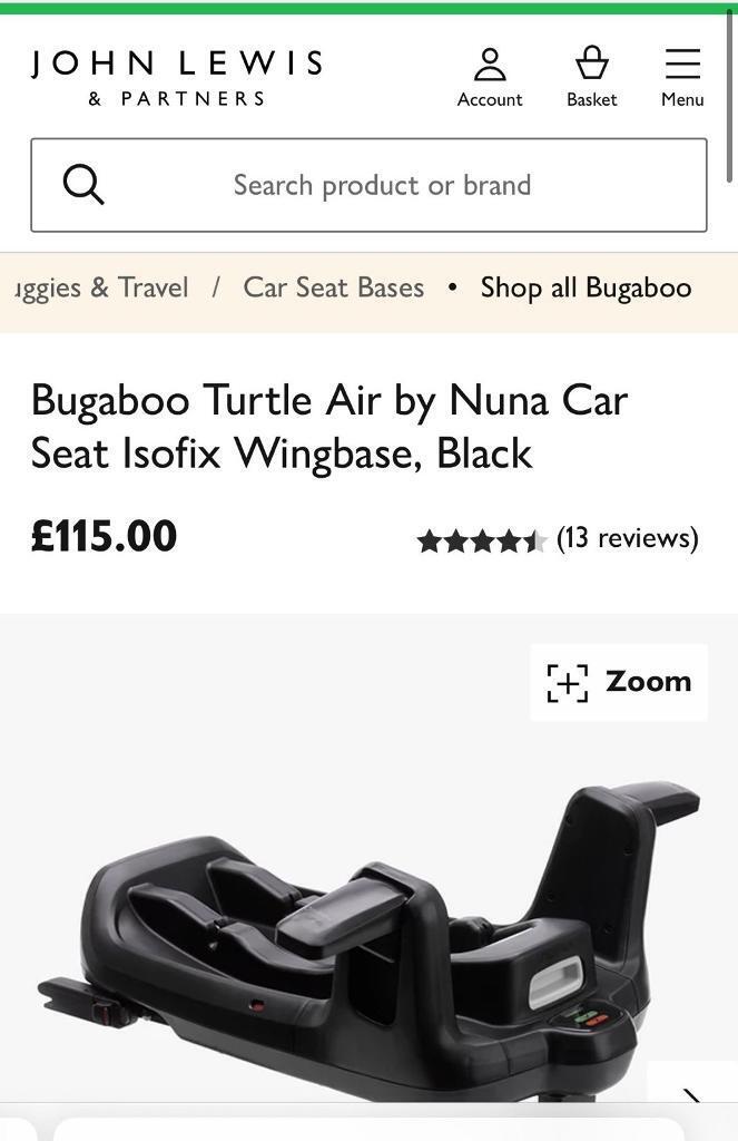 Bugaboo Turtle Air car Seat by Nuna and Isofix seat base. 