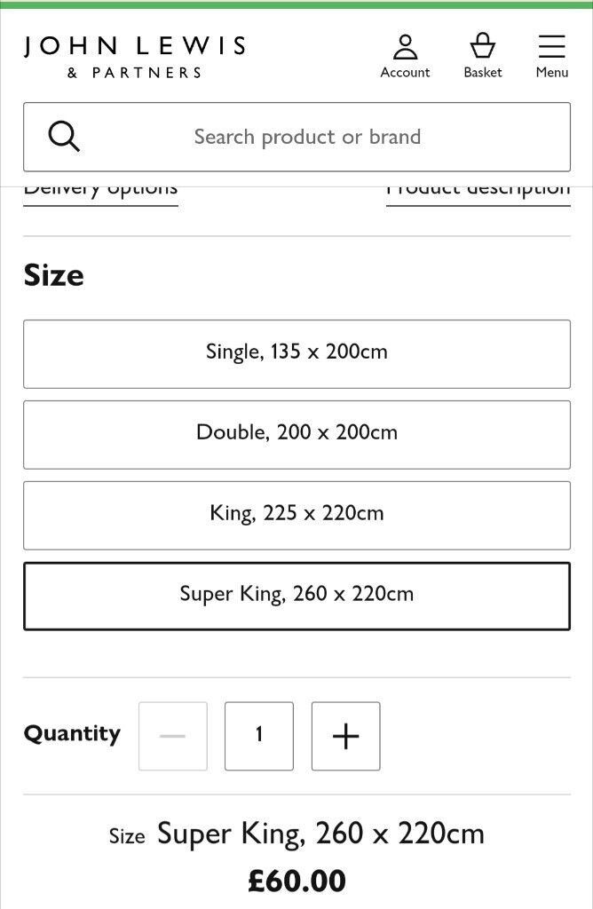 John Lewis SuperKing Duvet and 2 Covers