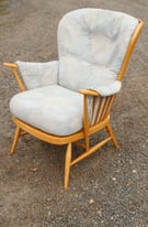 Vintage Mid Century Ercol Evergreen Blonde Armchair Arm Easy Chair with Cushion