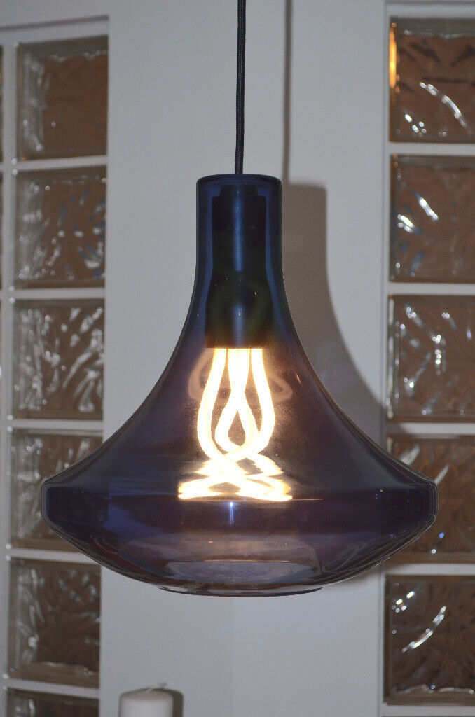 Blue glass pendant lampshade statement piece Made design