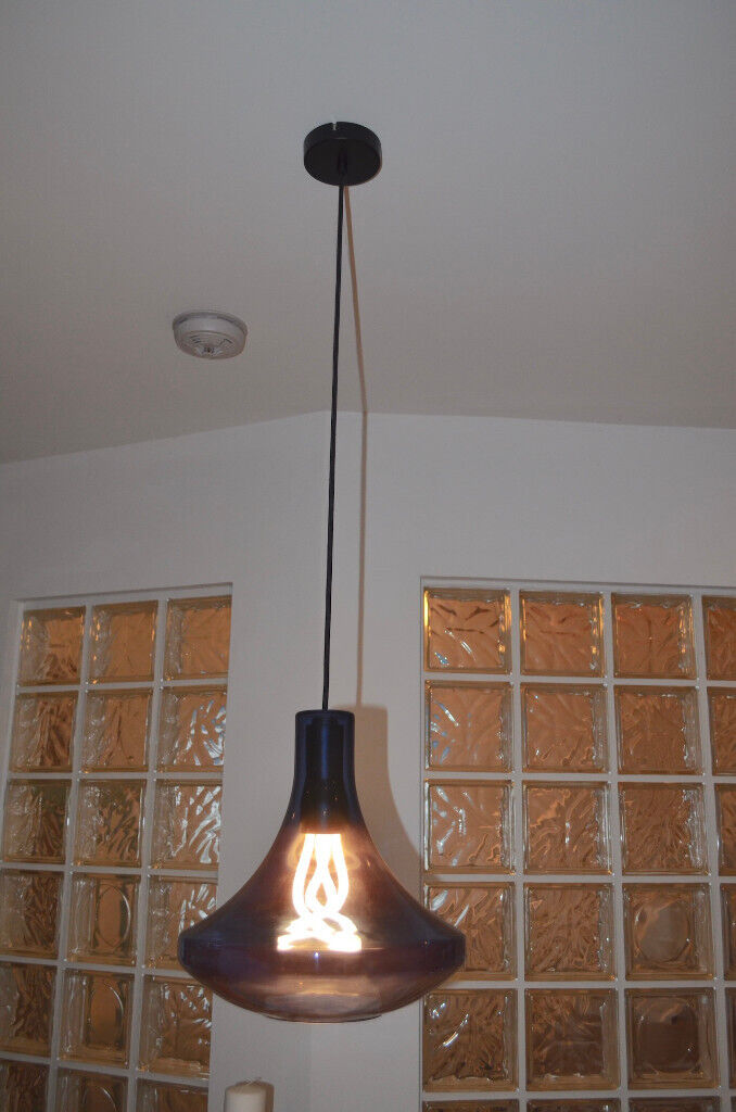 Blue glass pendant lampshade statement piece Made design