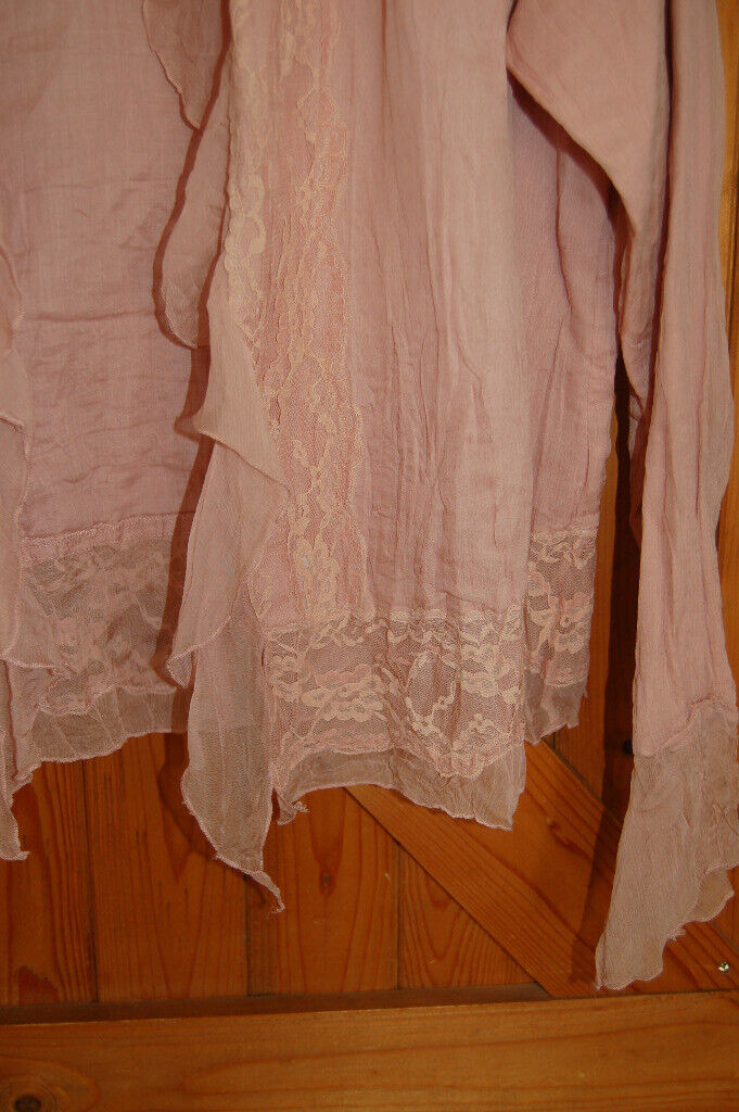  7 Seven pink long sleeved blouse with frills size 14/16 