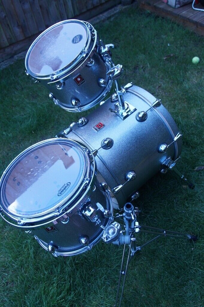 image for Premier Genista Silver Sparkle lacquer drum shell pack - Leicester- '90s - Vintage