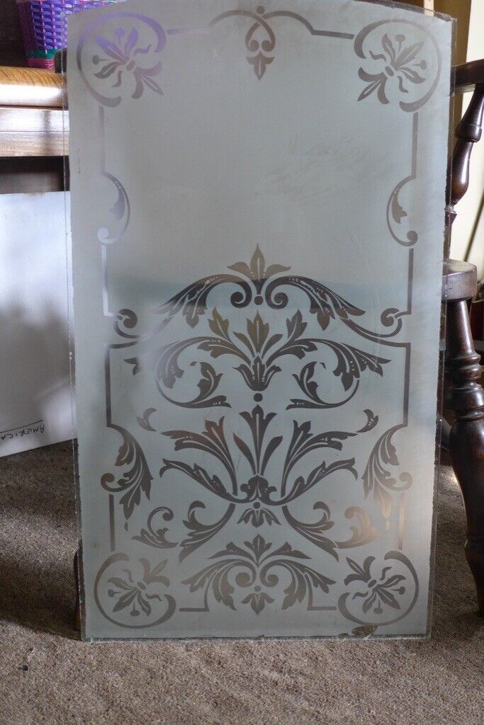 image for Beautiful, genuine, antique, art nouveau, etched glass door / window / cupboard panel.