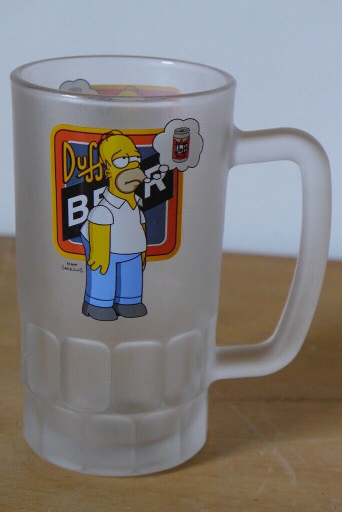image for Collectible/collectable: HOMER SIMPSON, ‘Duff Beer’, FROSTED, PINT, BEER GLASS / TANKARD. As new.