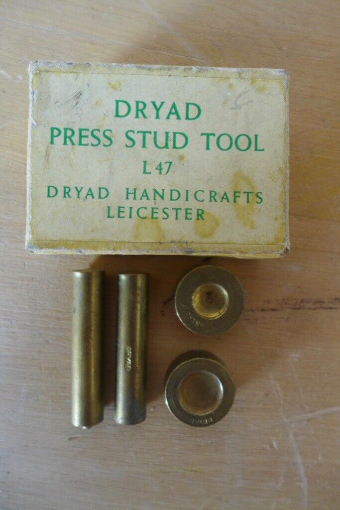 image for SEWING COLLECTIBLE: VINTAGE BOXED DRYAD PRESS STUD TOOL, No. L47, with Original Instruction Leaflet.