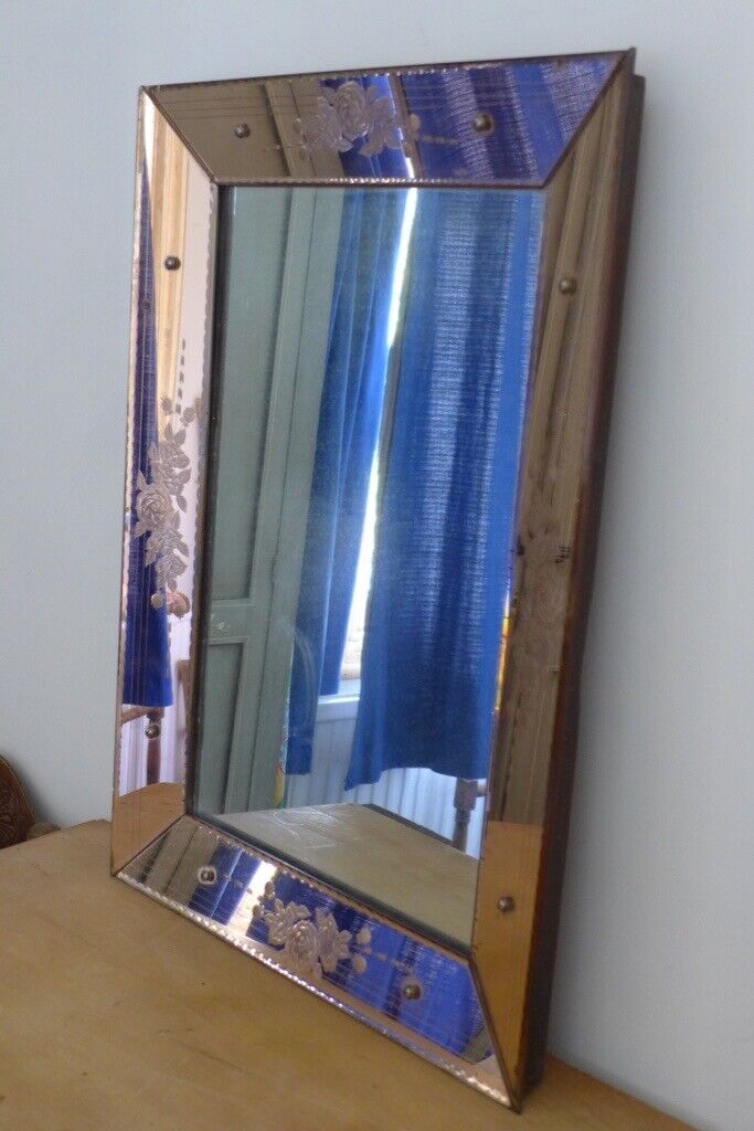 Exquisite Vintage Antique Art Deco Art Nouveau 20th Century Venetian Wall Mirror.