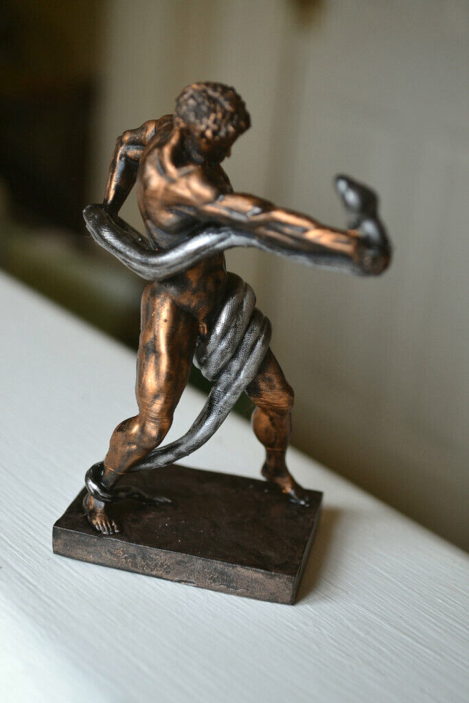 Naked athlete wrestling Python figurine