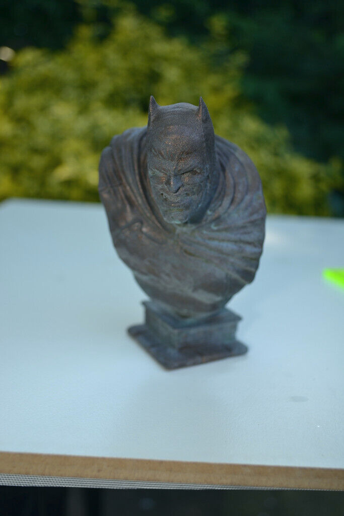 Angry or constipated Batman? faux bronze statue/ sculpture