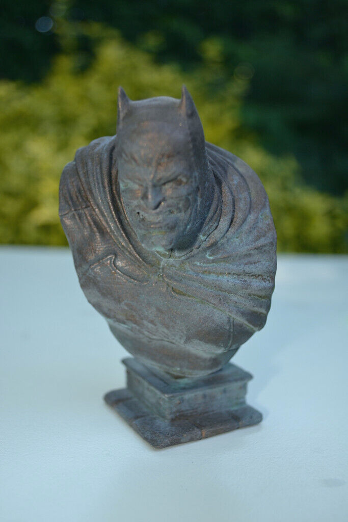 Angry or constipated Batman? faux bronze statue/ sculpture