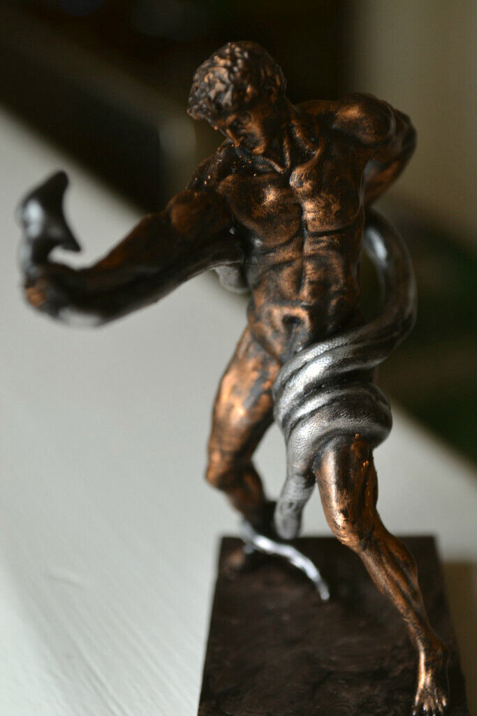 Naked athlete wrestling Python figurine